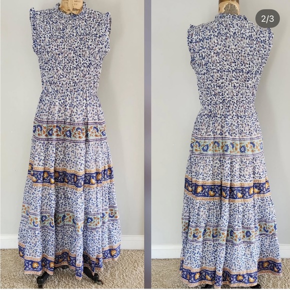 Calypso St. Barth Dresses & Skirts - Calypso St. Barth Blue and White Patterned Maxi Dress